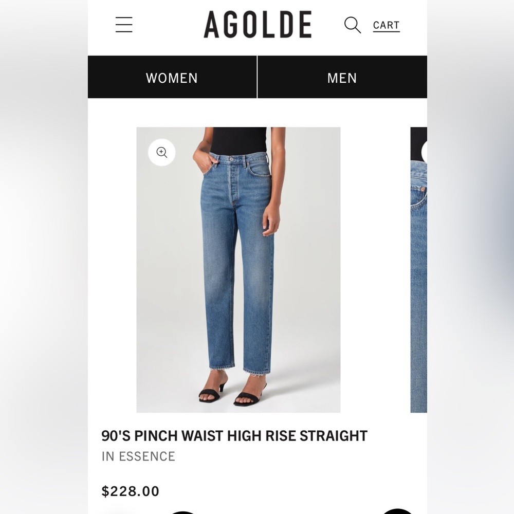 AGOLDE 90'S PINCH WAIST HIGH RISE STRAIGHT
IN COLOR ESSENCE - Size 24